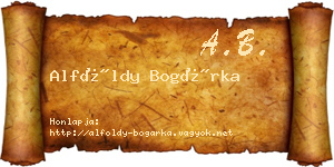 Alföldy Bogárka névjegykártya